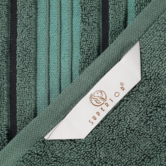 Superior Cotton Hand Towel Set, Small Towels, Plush Soft Absorbent Bathroom Basics, Home Essentials, Spa, Salon, Hotel, Kitchen, Luxury Quick Drying, Zero-Twist, Solid, Sadie Collection, Forest Green