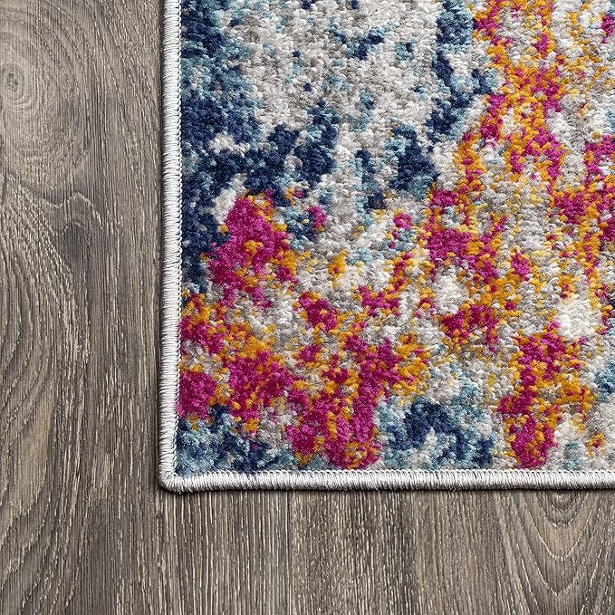 JONATHAN Y Sunset Modern Abstract Blue/Multi Indoor Area Rug, 8x10, Contemporary, Transitional, Easy-Cleaning for Living Room, Bedroom, Kitchen, Pet Friendly, Non-Shedding (CTP114A-8)