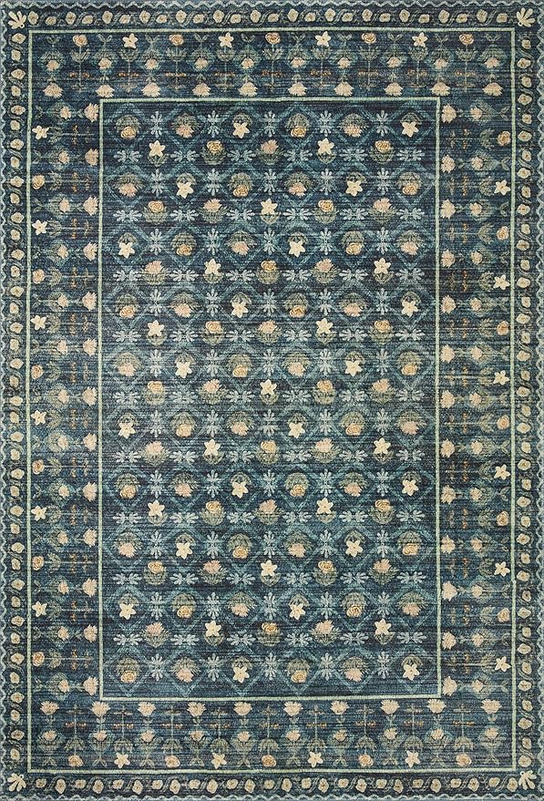 Loloi Rifle Paper Co. Eden Collection EDE-03 Lattice Indigo 3'-6" x 5'-6" Accent Rug feat. CloudPile™