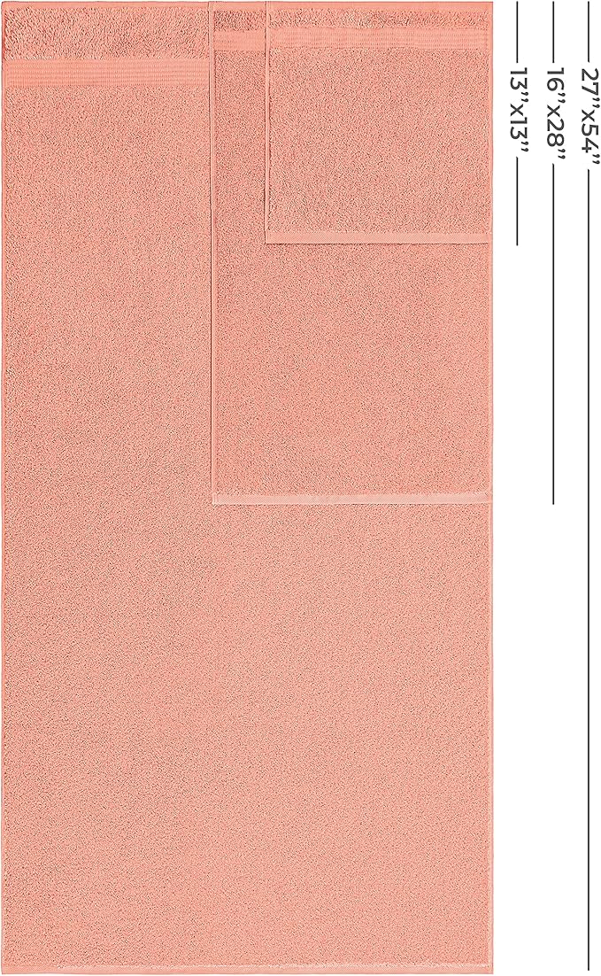 American Veteran Towel, 100% Cotton Turkish 6 Piece Towel Set, Luxury Towels Set of 6 for Bathroom Essentials, 2 Bath Towels 2 Hand Towels 2 Washcloths, Coral