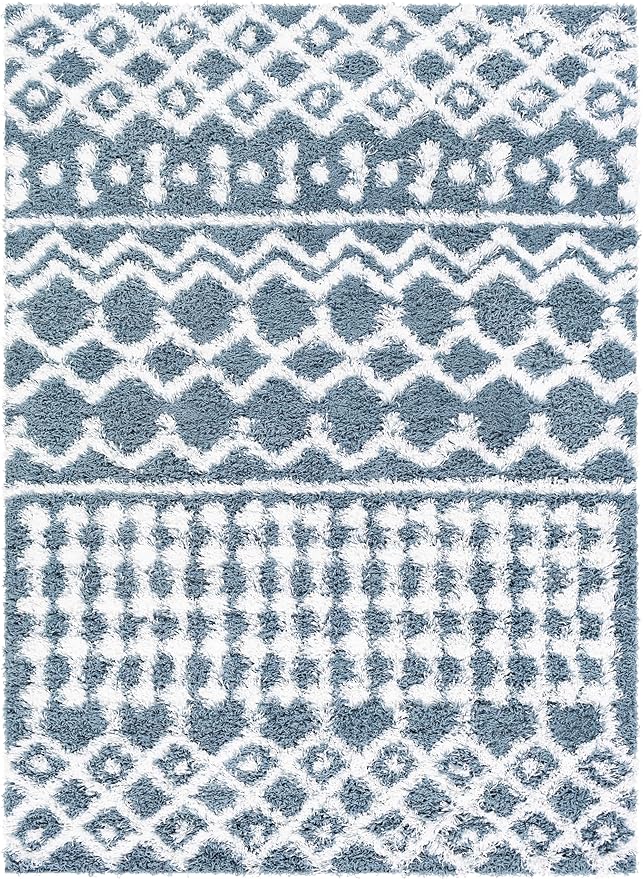 Livabliss Hapsburg Moroccan Shag Area Rug, 5'3" x 7'3", Denim
