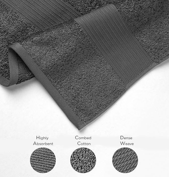 Luxury Oversized Bath Towels | Hotel Quality | Soft & Highly Absorbent |Quick Dry | 650 GSM Bath Sheets| Combed Cotton | Thick & FluffyBathroom Towels | Dark Grey - 4 Pack