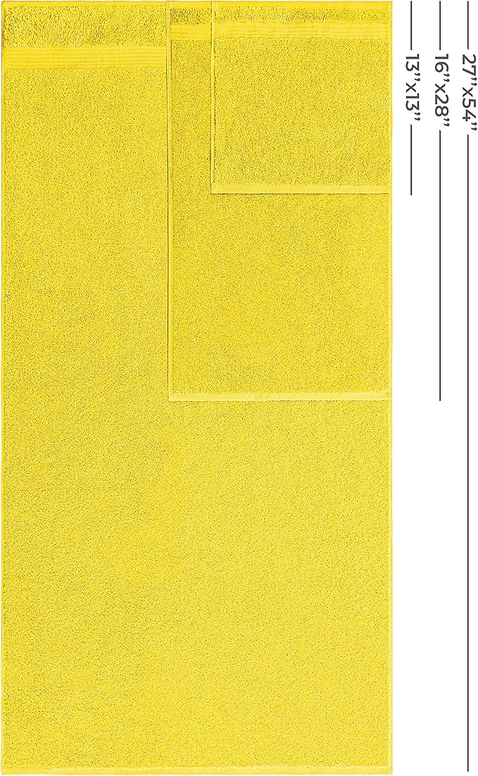 American Veteran Towel, 100% Cotton Turkish 6 Piece Towel Set, Luxury Towels Set of 6 for Bathroom Essentials, 2 Bath Towels 2 Hand Towels 2 Washcloths, Yellow