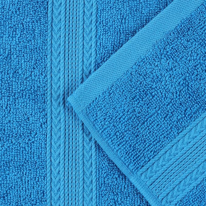 Superior Eco-Friendly Cotton 12-Piece Face Towel/Washcloth Set, Small, Fast Drying Towels for Face, Spa, Resort, Hotel, Hand, Shower, Guest Bathroom, Home, Airbnb, Apartment Essentials, Aster Blue