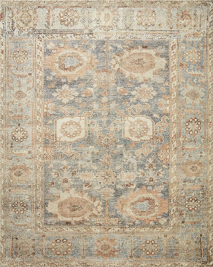 Loloi Margot Collection MAT-03 Ocean/Spice 2'-3" x 3'-9" Accent Rug feat. CloudPile, No-Shed Easy Clean Large Patterned Area Rug for Living Room, Bedroom, Dining Area
