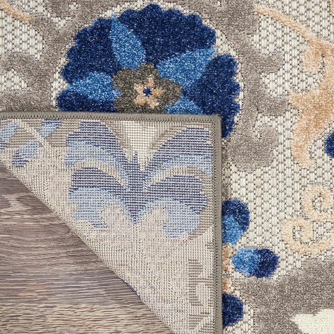 Nourison Home Aloha Natural Blue 9' x 12' Area Rug - Easy Clean, Non Shedding, Bed Room, Living Room, Dining Room, Kitchen (9' x 12')