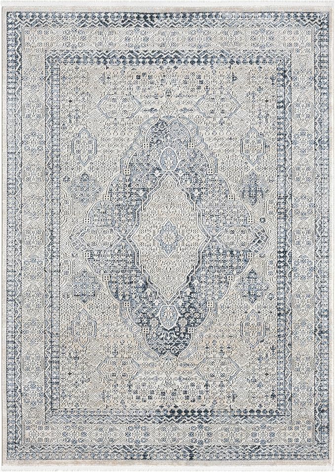 Well Woven Indira Eclipse Vintage Medallion Ivory 9x13 (9'3" x 12'6") Area Rug | Heritage-Inspired, Soft & Durable, Easy to Clean for Living Room, Bedroom, Dining Room