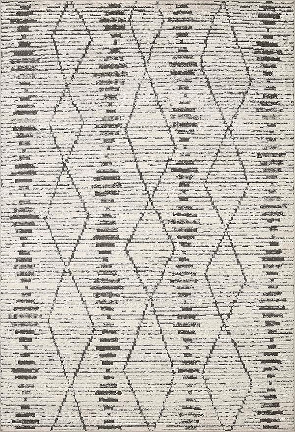 Loloi Kamala Collection KAM-02 Charcoal/Dove 5'-3" x 7'-9" Area Rug