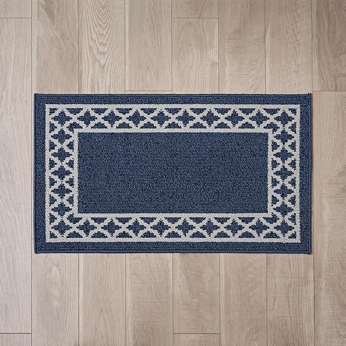 Nautica – Runner Rug | Indoor Runners for Hallways and Entry Rugs| Non-Slip and Non-Skid Entry and Kitchen Door Mat| Machine Washable Entryway Carpet Rugs | 2'2" x 3'9" | Trellis Denim