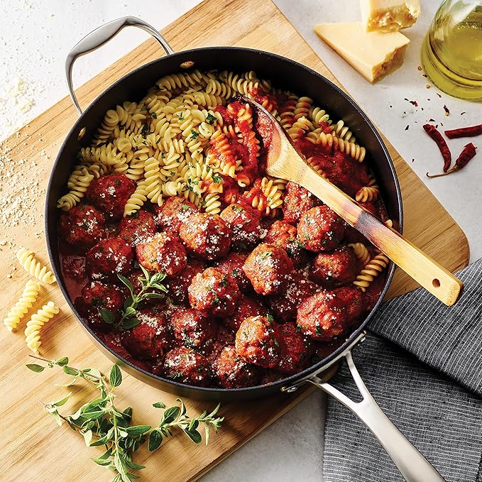 Tramontina OnyxPro Hard Anodized Non Stick 5.5-Quart Saute Pan with Glass Lid, Cooking Pan with Reinforced Nonstick Coating, Oven Safe