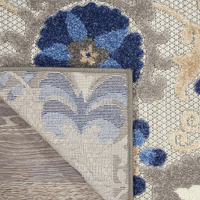 Nourison Home Aloha Natural Blue 2'3" x 8' Area Rug - Easy Clean, Non Shedding, Bed Room, Living Room, Dining Room, Kitchen (8' Runner)