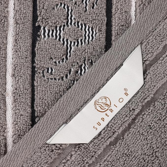 Superior Cotton 6 Piece Towel Set, 2 Bath, 2 Hand, 2 Washcloth/Face Towels, Quick Dry, Home Essentials, Shower, Spa, Luxury Plush Soft Absorbent Towels, Zero-Twist, Jacquard Floral, Charcoal