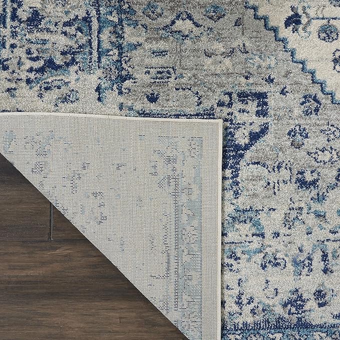 Nourison Home Tranquil Ivory/Light Blue 8'10" x 11'10" Area Rug - Easy Clean, Non Shedding, Bed Room, Living Room, Dining Room, Kitchen (9' x 12')