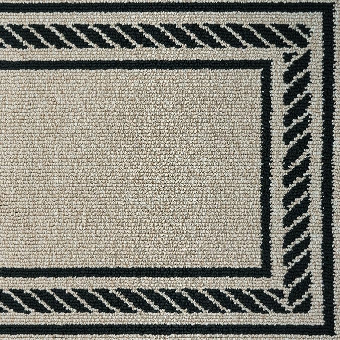 Nautica – Runner Rug | Indoor Runners for Hallways and Entry Rugs| Non-Slip and Non-Skid Entry and Kitchen Door Mat| Machine Washable Entryway Carpet Rugs | 2'6" x 12' | Rope Border Natural Twist