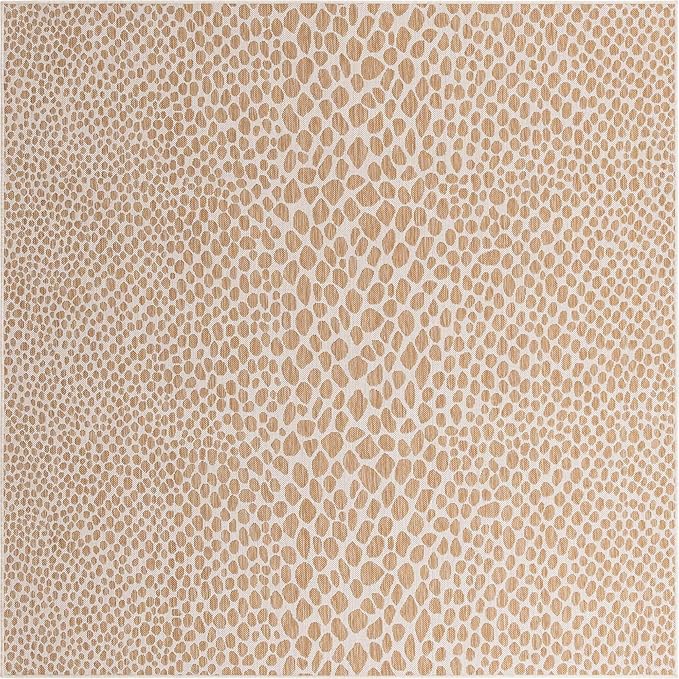 Unique Loom Jill Zarin Outdoor Collection Area Rug - Cape Town (7' 10'' Square, Dark Beige/ Ivory)