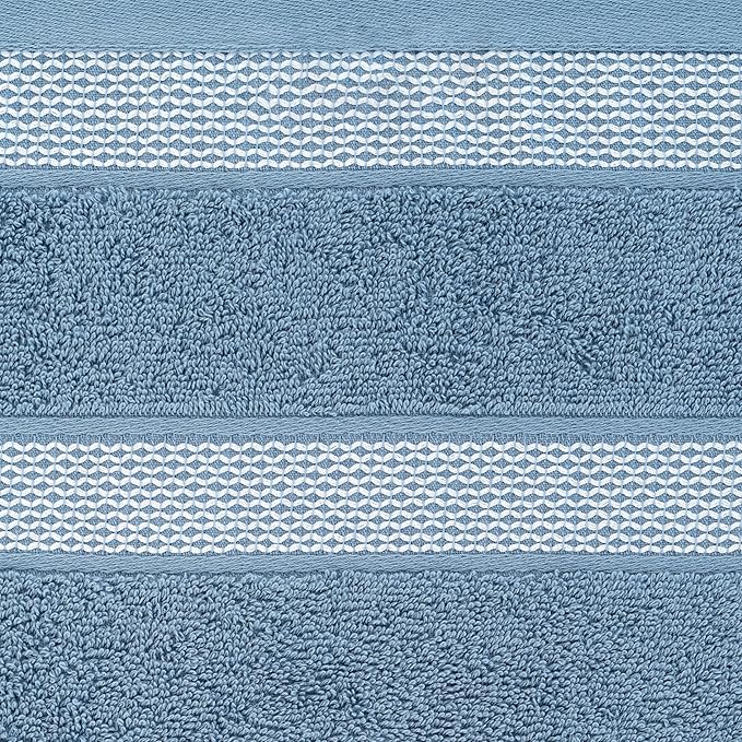CASA COPENHAGEN Solitaire 6 Pieces Towel Set- Dusty Blue, 600 GSM 2 Bath Towel 2 Hand Towel 2 Washcloth, Designed in Denmark Made of Soft Egyptian Cotton for Bathroom, Kitchen & Shower