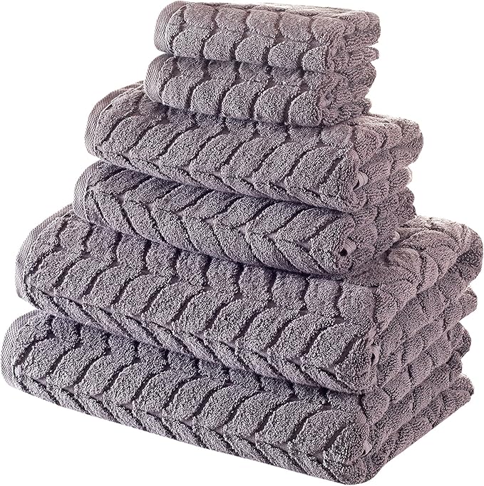 Turkish Cotton Ultra-Soft Plush Absorbent Quick Dry Bathroom Towel Set, Made in Turkey (Gray, 4 Pcs Hand Towel Set)