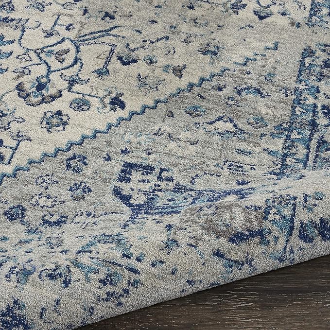 Nourison Home Tranquil Ivory/Light Blue 8' x 10' Area Rug - Easy Clean, Non Shedding, Bed Room, Living Room, Dining Room, Kitchen (8' x 10')