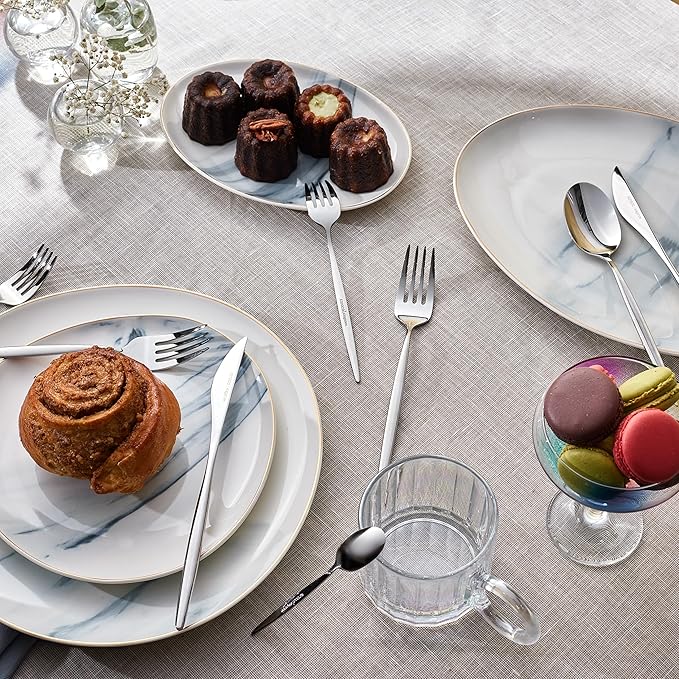 Karaca Lizbon 30-Piece Stainless Steel Cutlery Set for 6 People, 18/10 Stainless Steel, Heat Resistant, Corrosion Resistant, 3mm Thick, Silver