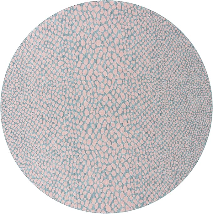 Unique Loom Jill Zarin Jill Zarin Outdoor Collection Area Rug - Cape Town (10' 8" Round, Pink and Aqua/Light Blue)