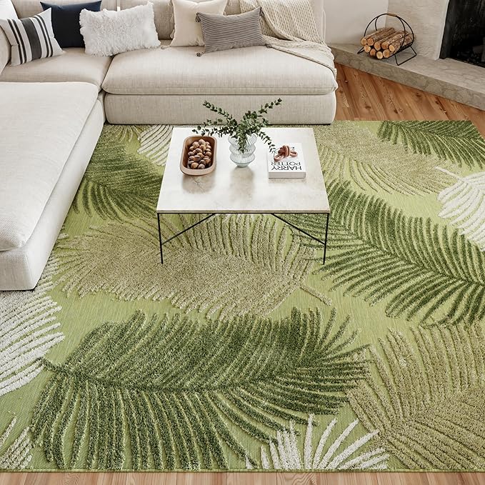 Nourison Home Suncoast Green 7'10" x 9'10" Area Rug - Easy Clean, Non Shedding, Bed Room, Living Room, Dining Room, Kitchen (8' x 10')