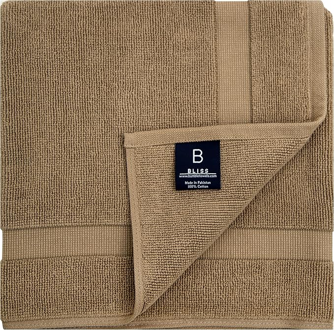 Bumble Towels Bliss Luxury 2 Pack Banded Bath Mats - 22" x 34" - Premium Quality Bath Mat Set - 1000 GSM - Soft Combed Cotton, Absorbent (Mocha)