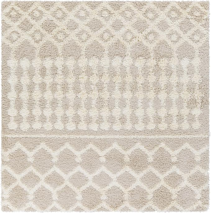 Livabliss Hapsburg Moroccan Shag Area Rug, 6'7" Square, Beige