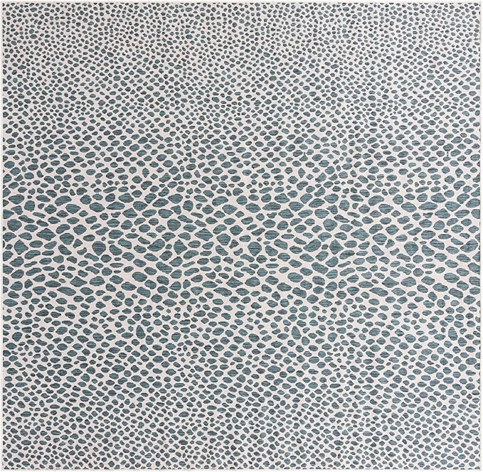 Unique Loom Jill Zarin Outdoor Collection Area Rug - Cape Town (10' 8" Square, Teal/ Ivory)