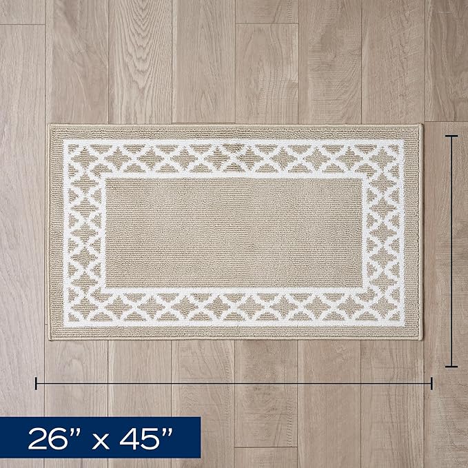 Nautica – Runner Rug | Indoor Runners for Hallways and Entry Rugs| Non-Slip and Non-Skid Entry and Kitchen Door Mat| Machine Washable Entryway Carpet Rugs | 2'2" x 3'9" | Trellis Beige