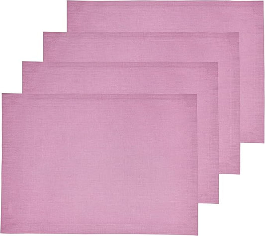 Solino Home Linen Violet Placemats Set of 4-100% Pure Linen Placemats 14 x 19 Inch for Holiday, Valentines - Fete