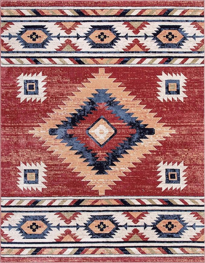 Well Woven Tulsa Lea Crimson Traditional Southwestern Tribal 3x5 (3'11" x 5'3") Area Rug