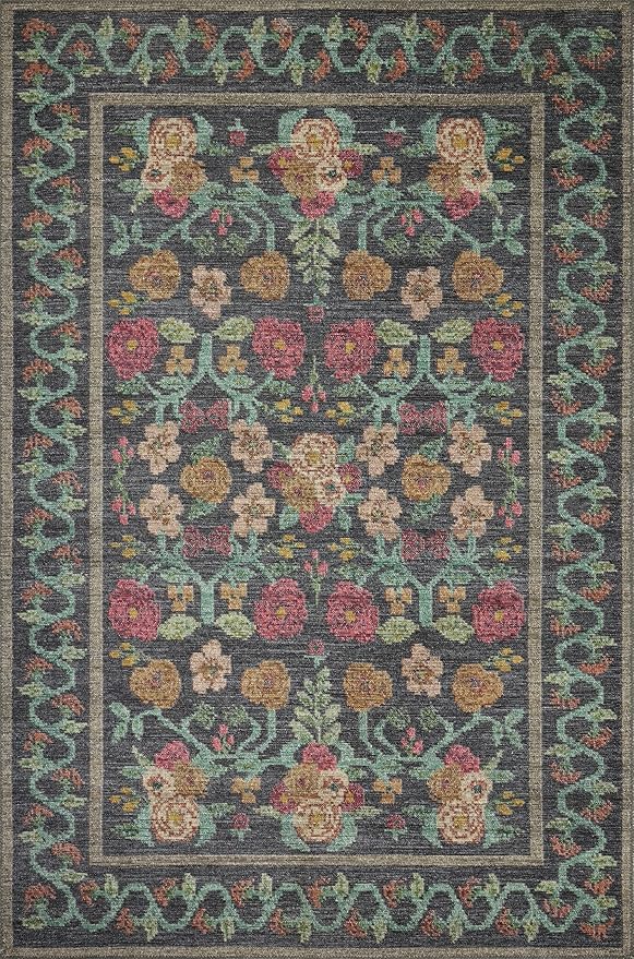 Loloi Rifle Paper Co. Rosa Collection RSA-01 Black 8'-4" x 11'-6" Area Rug