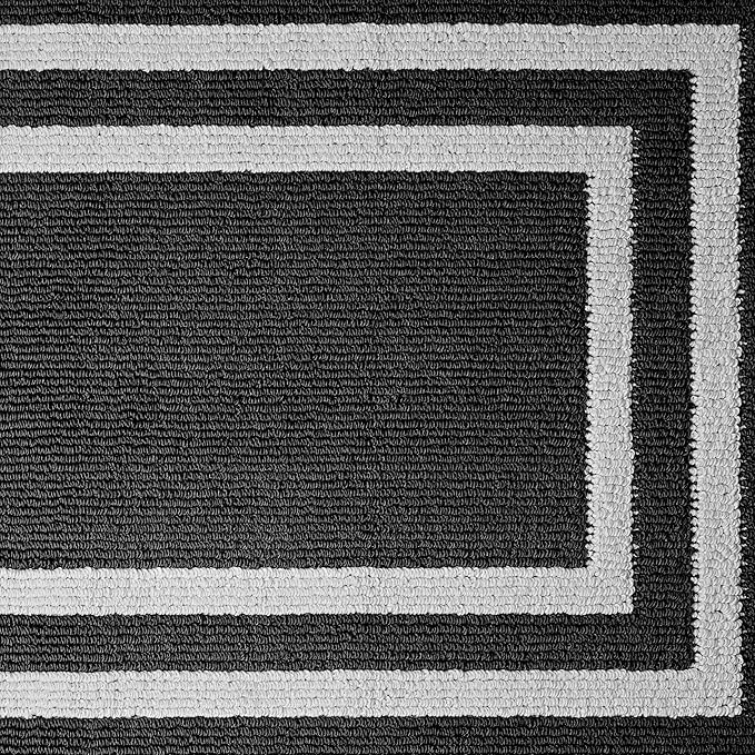 Nautica – Runner Rug | Indoor Runners for Hallways and Entry Rugs| Non-Slip and Non-Skid Entry and Kitchen Door Mat| Machine Washable Entryway Carpet Rugs | 26" x 96"| Double Line Dark Grey