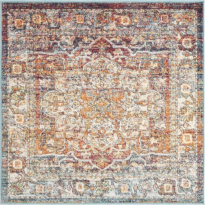 Unique Loom Isabella Collection Area Rug - Adjani (4' 1" Square, Multi/ Beige)