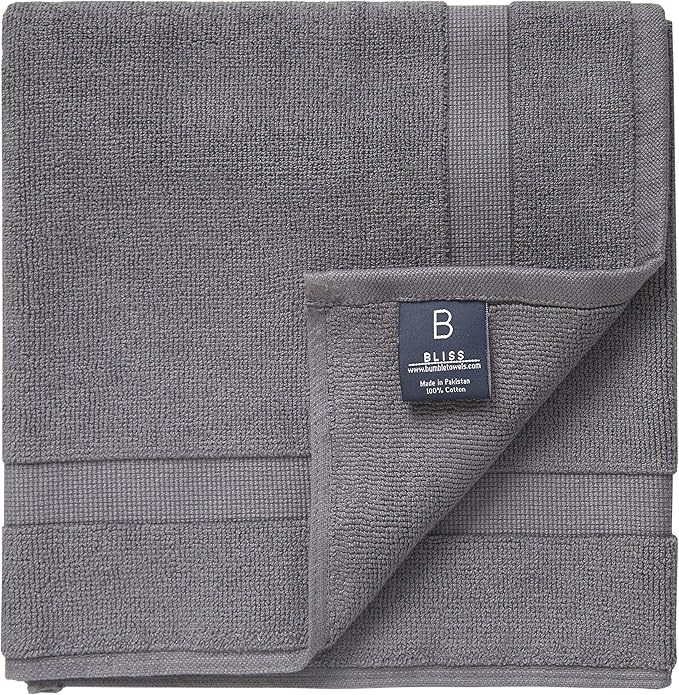 Bumble Towels Bliss Luxury 2 Pack Banded Bath Mats - 22" x 34" - Premium Quality Bath Mat Set - 1000 GSM - Soft Combed Cotton, Absorbent (Slate)