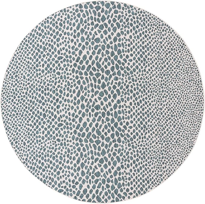 Unique Loom Jill Zarin Jill Zarin Outdoor Collection Area Rug - Cape Town (10' 8" Round, Teal/Ivory)