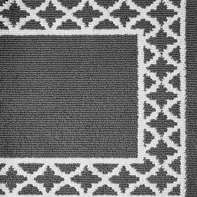 Nautica – Runner Rug | Indoor Runners for Hallways and Entry Rugs| Non-Slip and Non-Skid Entry and Kitchen Door Mat| Machine Washable Entryway Carpet Rugs | 26" x 72"| Trellis Dark Grey