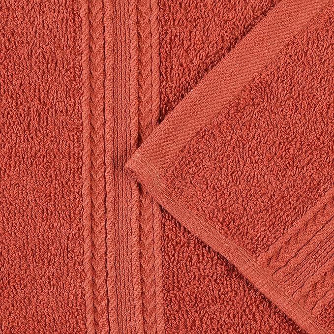 Superior Eco-Friendly Cotton 6-Piece Hand Towel Set, Small Towels for Spa, Resort, Hotel, Guest Bath, Kitchen, Quick Dry, Soft, Bathroom Accessories, Home and Apartment Essentials, Rust