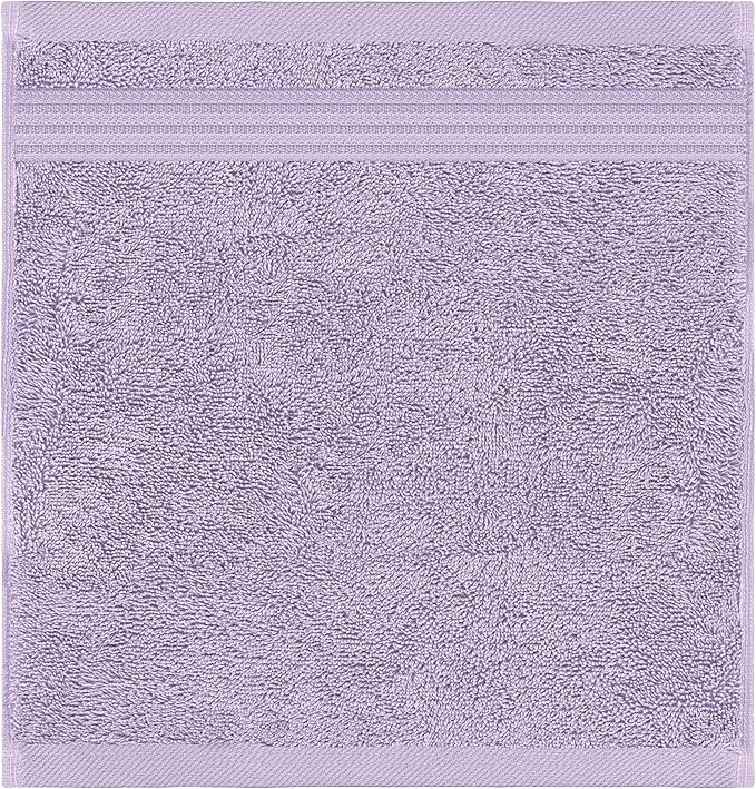 American Veteran Towel, 100% Cotton Turkish Washcloths for Bathroom Essentials 4 Pack, Soft Absorbent Wash Cloths Quick Drying Small Towels Washrags, Lilac