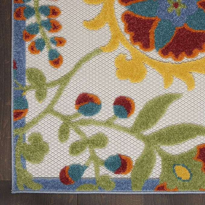 Nourison Home Aloha Ivory Multicolor 2'8" x 4' Area Rug - Easy Clean, Non Shedding, Bed Room, Living Room, Dining Room, Kitchen (3' x 4')