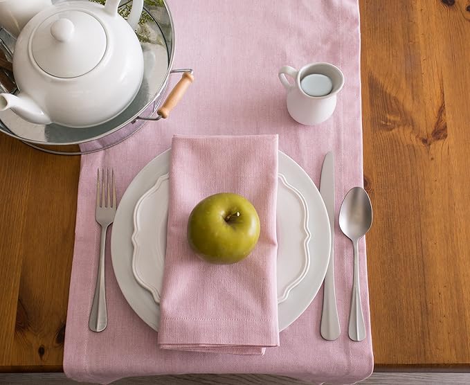 DII Chambray Kitchen, Tabletop Collection, Rose, 14x108 Table Runner