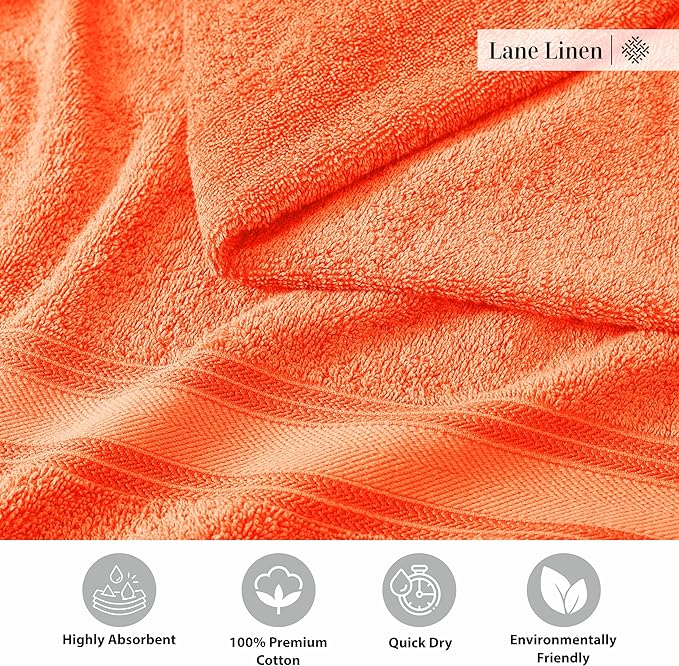 LANE LINEN Luxury 12 Piece Bath Towel Set - 100% Cotton, Rust Color, Absorbent, Quick Dry, Soft, Oeko-Tex Certified, Satisfaction Guarantee