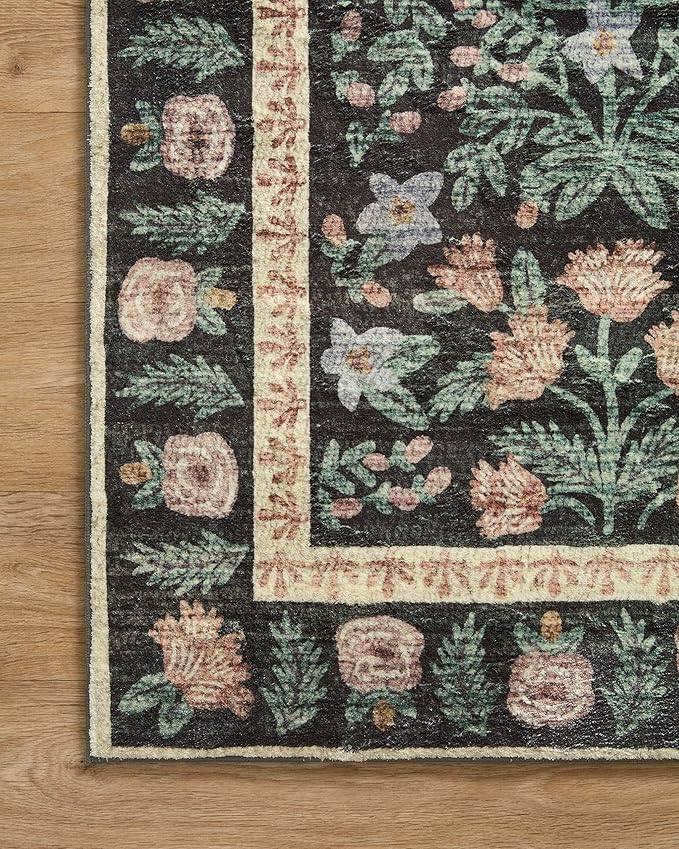 Loloi Rifle Paper Co. Eden Collection EDE-02 Mughal Garden Black 3'-6" x 5'-6" Accent Rug feat. CloudPile™