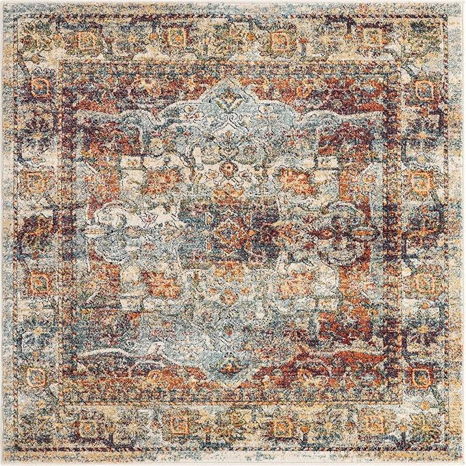 Unique Loom Isabella Collection Area Rug - Adjani (5' 1" Square, Ivory/ Beige)