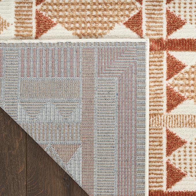 Nourison Home Nordic Rust 2' x 6' Area Rug - Easy Clean, Non Shedding, Bed Room, Living Room, Dining Room, Kitchen (6' Runner)