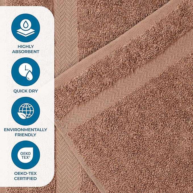 Superior 2-Piece Cotton Bath Sheet Set, Large Towels for Body, Quick Dry, Bathroom Essentials, Guest/Master Bath, Shower, Home Accessories, Apartment, Airbnb, Franklin Collection, Latte