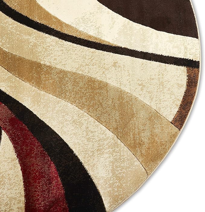 Home Dynamix Tribeca Slade Modern Area Rug, Abstract Brown/Red 7'10" Round, Round