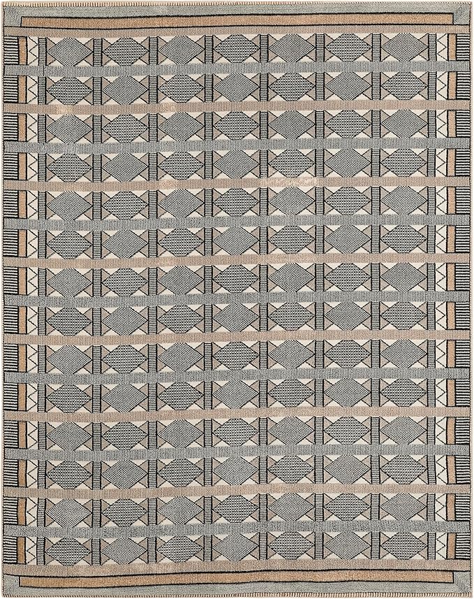 Nourison Home Nordic Ivory Multicolor 8' x 10' Scandinavian Area Rug - Easy Clean, Non Shedding, Bed Room, Living Room, Dining Room, Kitchen (8' x 10')