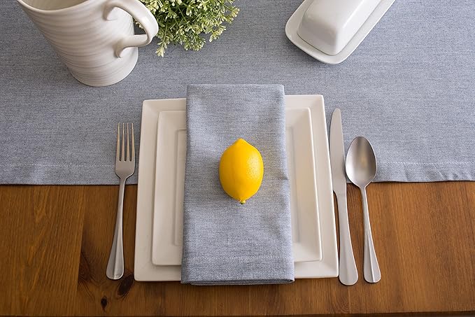 DII Chambray Kitchen, Tabletop Collection, Blue, 14x108 Table Runner