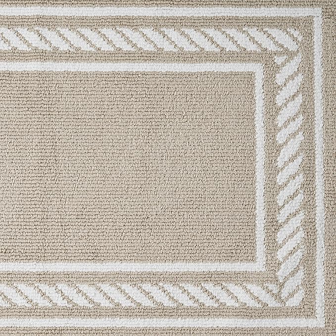 Nautica – Runner Rug | Indoor Runners for Hallways and Entry Rugs| Non-Slip and Non-Skid Entry and Kitchen Door Mat| Machine Washable Entryway Carpet Rugs | 2'2" x 3'9" | Rope Border Beige